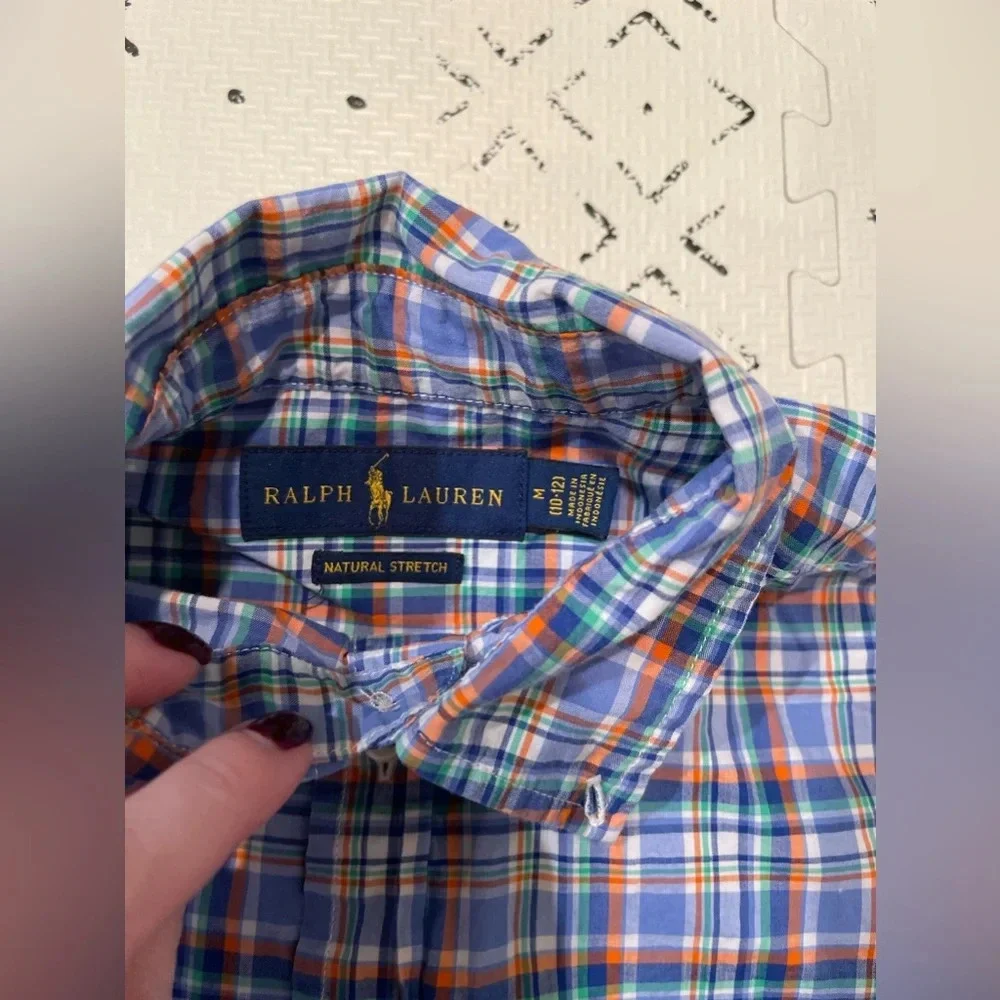 RALPH LAUREN CHILDRENSWEAR short SLEEVE PLAID‎ BUTTON-DOWN SHIRT, M